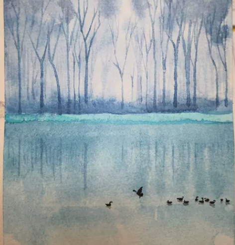 ins纯手绘装饰画挂画水彩画风景卧室客厅清...