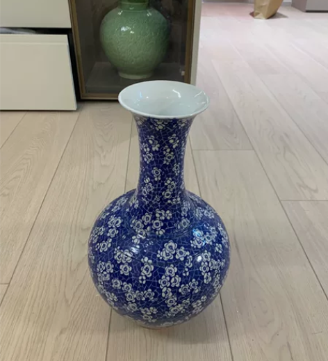 景德镇陶瓷器青花冰梅花花瓶客厅书房博古架装...