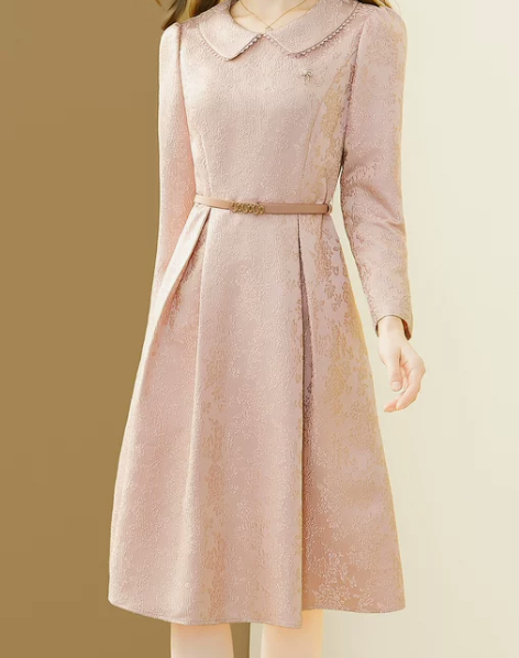 丹慕妮尔法式高端轻奢提花连衣裙女2024春...