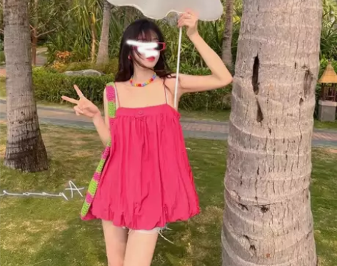 全新 夏季小众甜美抹胸吊带裙可爱风减龄火龙...