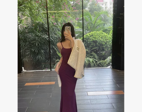 卡戴珊吊带鱼尾连衣裙女2023新款性感轻熟...