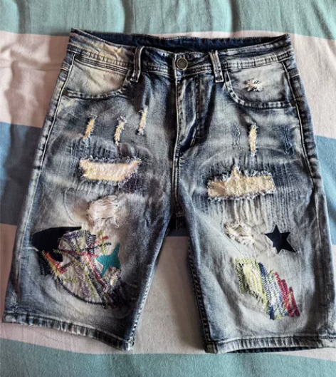 帅气男士做旧牛仔短裤 没穿过，老公高估自己...