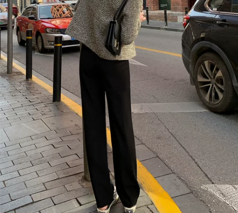 窄版西装裤女2024新款春秋季高腰宽松阔腿...