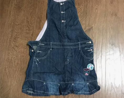 童趣古着孤品亚文化y2k低腰背带牛仔裤 直...