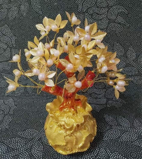 纯天然淡水珍珠发财树，宽8厘米，高20厘米...