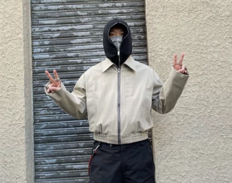 Kanoh夹克翻领立体裁剪纯色美式高街vi...