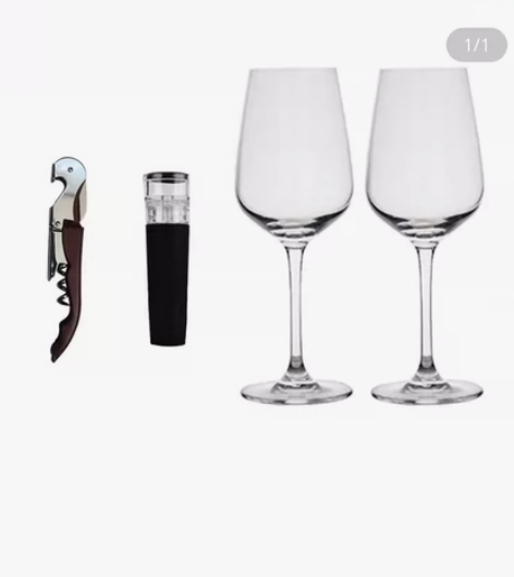 红酒杯子x2,瓶塞1,开瓶器1 礼盒装一套...
