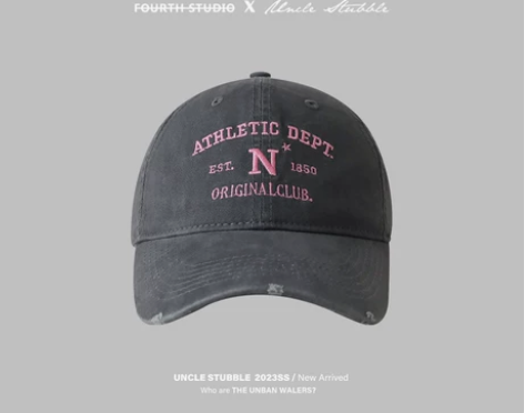 胡茬叔叔原创棒球帽女生宽檐显脸小纯棉帽子防...