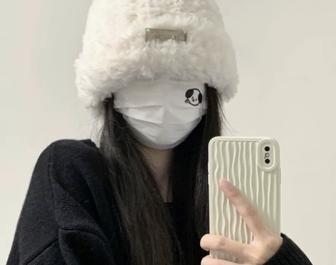 毛线帽子秋冬季女款百搭针织包头显脸小保暖白...