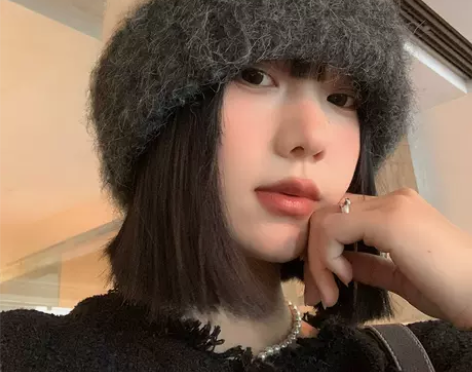 日系拼色毛绒帽子女秋冬季韩版百搭显脸小毛线...