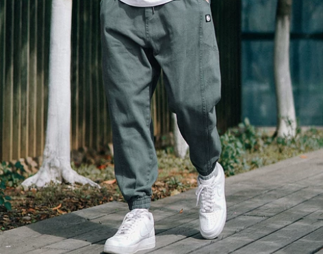 SUGF无糖工作室 欧美街头潮流纯色束脚裤...