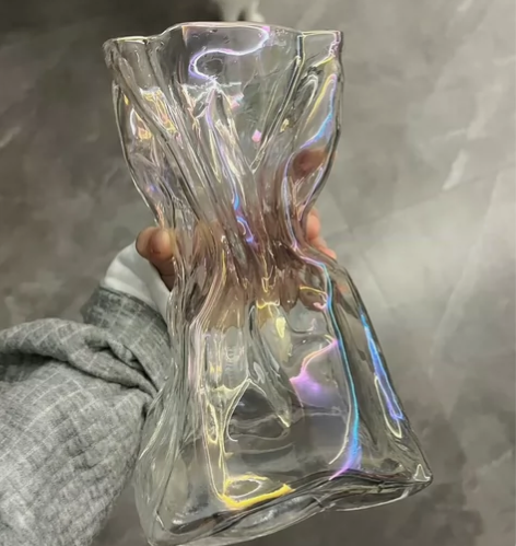 【特价】花瓶高级感纸褶花瓶轻奢感炫彩网红折...