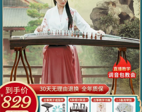 【开学价】天中古筝 成人实木专业教学入门挖...