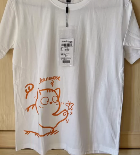 JR真维斯男装纯棉宽松休闲圆领男款印花短袖...