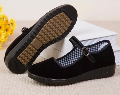 老北京布鞋女鞋中跟单鞋软底工作鞋黑色酒店鞋...