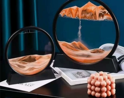 简约3D玻璃流沙画时光沙漏摆件创意解压桌面...