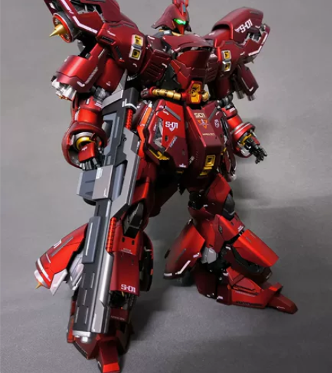 万代卡版MG沙扎比，消光伪电镀红 多处分色...