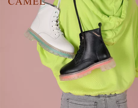 【Camel骆驼】女鞋新款英伦风短靴百搭加...
