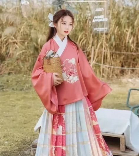 涂七七牛里牛气全套汉服明制交领百褶裙绣花印...