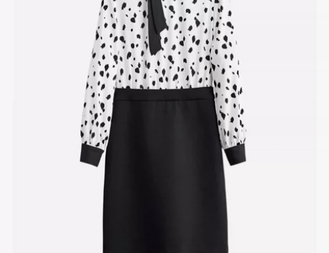 尚都拉比早春款印花拼色法式连衣裙。m码，几...