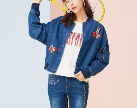 【清衣柜】美特斯邦威牛仔米奇夹克女春装宽松...