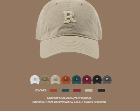 B纯棉R字母软顶棒球帽 买来就没带过放久了...