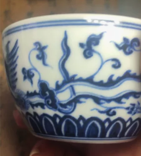青山窑凤凰直口杯，仿明苏麻离青炸料，古味十...