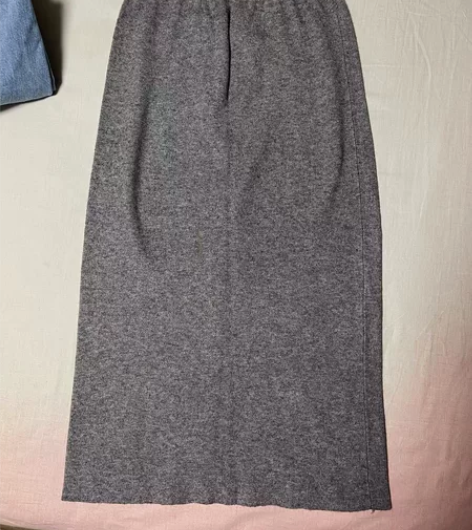 秋冬包臀针织裙毛线裙灰色女秋冬打底裙子半身...