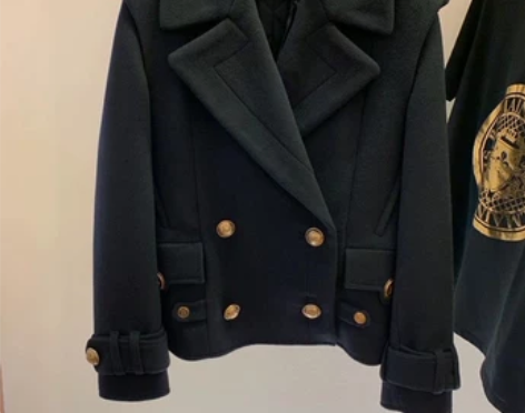 海外折扣2024年秋冬新款双排扣羊毛百搭显...