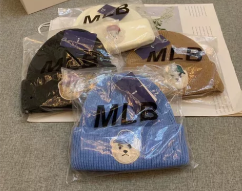 MLB美式休闲针织棉帽男女冬季户外保暖棉帽...