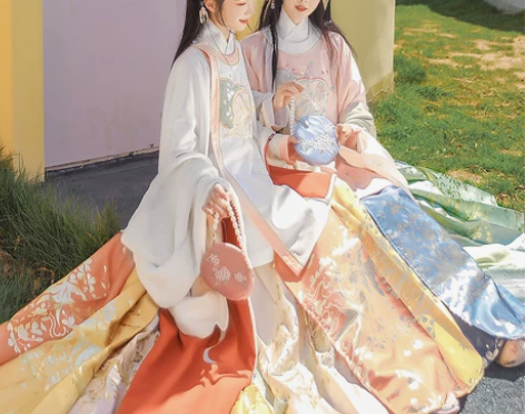 【退坑出】汉尚华莲桃花羽扇汉服女明制圆领大...