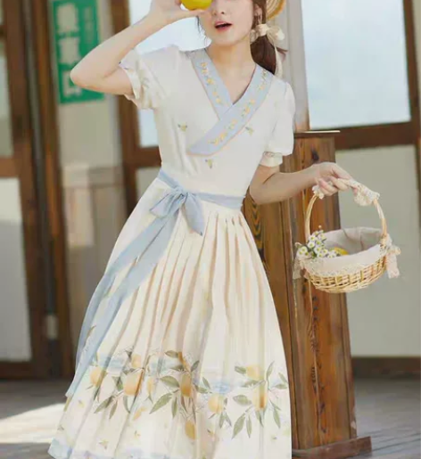 【桂花柠檬蜜】徐娇织羽集日常改良汉元素连衣...