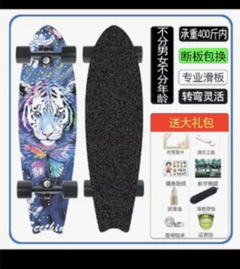 ?滑板初学者女生专业大鱼板成年人儿童代步刷...