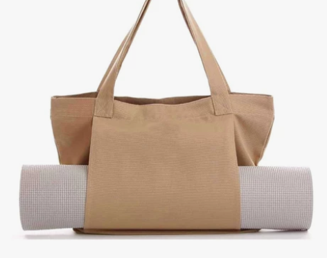 加宽厚瑜伽垫收纳袋纯色帆布单肩手提挎包运动...