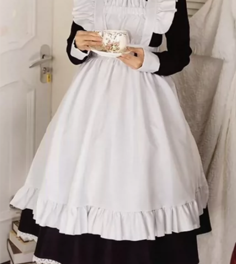 猫老师正统欧版女仆装大码长款男穿女装大佬黑...