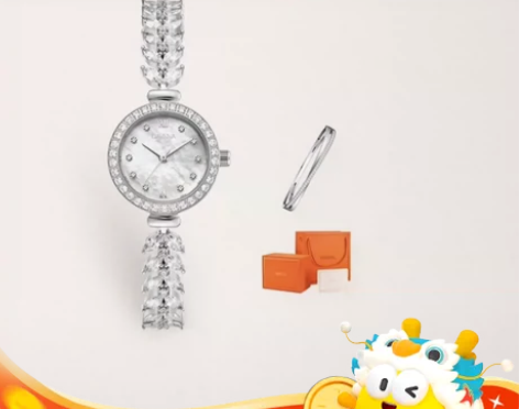 DAVENA蒂玮娜美人鱼手表鱼骨链女士轻奢...