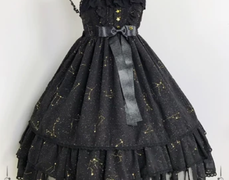 十一月咲夜烫金星座M码黑色小高腰jsk 非...