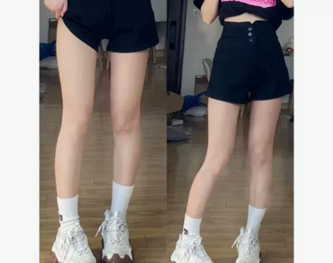 ?黑色高腰牛仔短裤女夏季薄款大码胖mm显瘦...