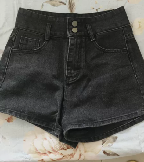 黑色高腰牛仔短裤 L码 仅试穿 感兴趣的话...