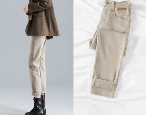 烟管裤女小个子九分显瘦秋装2021年新款高...