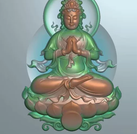 玉雕翡翠精雕设计图，和田牌子贴图，观音坐莲...