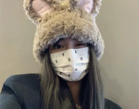 秋冬季可爱的小兔子耳朵毛绒帽子冬天搞怪女生...