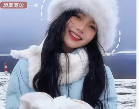 新款白色帽子女冬季毛绒渔夫帽可爱加厚保暖仿...