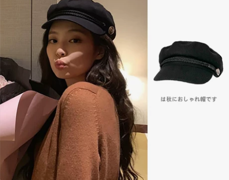 金智妮jennie同款贝雷帽子女秋冬春夏百...