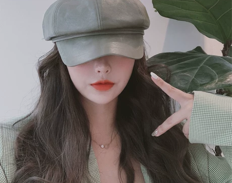 加厚pu皮质八角帽复古鸭舌贝雷帽圆脸韩版女...