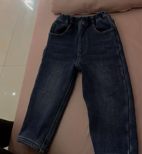 全新加绒水洗牛仔棉裤长裤女童男童牛仔裤 尺...