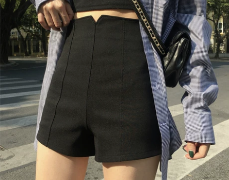 黑色高腰短裤女夏季2023新款高级感热辣休...