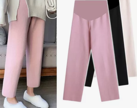 孕妇裤子秋冬季外穿春秋时尚休闲毛呢哈伦宽松...