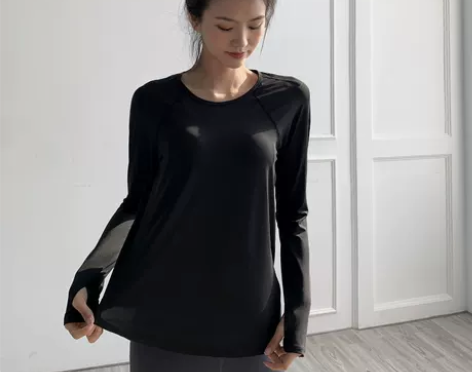 运动上衣女宽松显瘦速干透气长袖网红健身T恤...