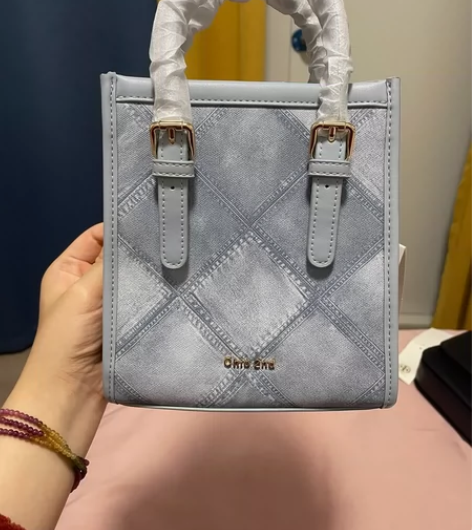 南风家的包 蓝色仿牛仔斜挎手提包托特菜篮子...